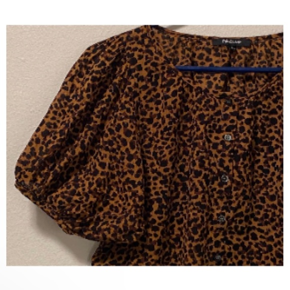 Madewell Animal Print Blouse w Balloon Sleeves - Picture 5 of 8